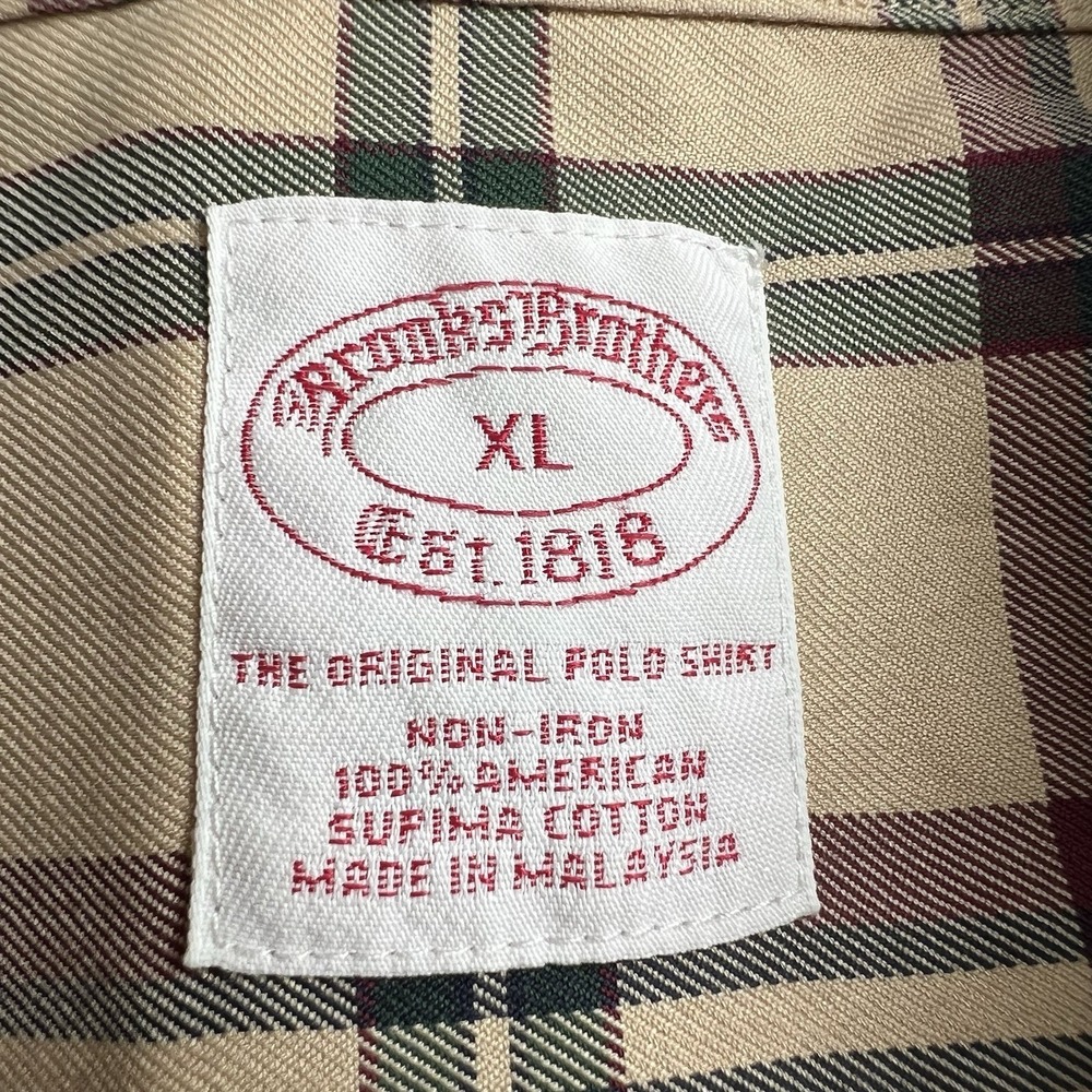 Brooks Brothers Mens XL Brown Plaid Long Sleeve Button Down‎ Shirt Supima Cotton - Picture 4 of 5